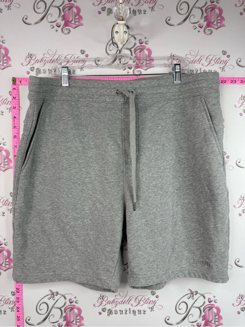Bench shorts long style pockets tie up Gray Drawstring Women’s Shorts